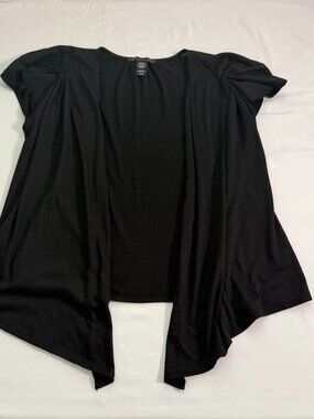 Apostrophe Black Draped Open Front Top Lightweight Flowy Blouse Women’s Medium